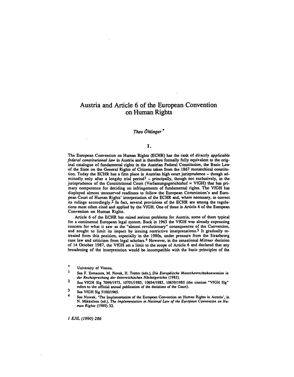 Austria and Article 6 of the European Convention on Human Rights