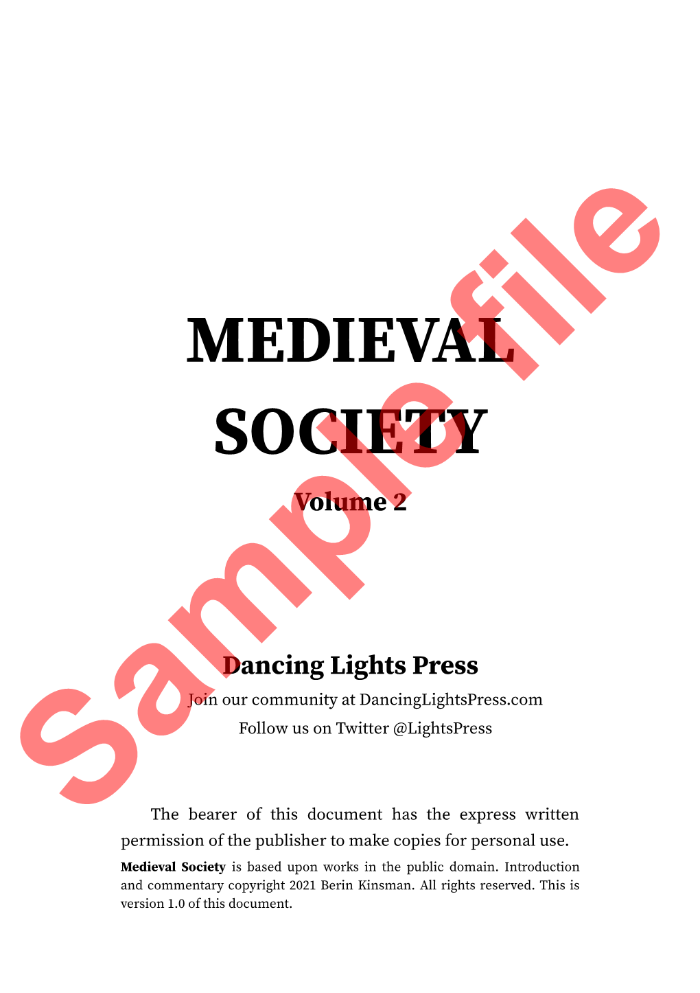 MEDIEVAL SOCIETY Volume 2