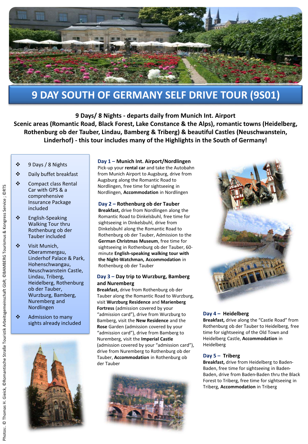 9 Day South of Germany Self Drive Tour (9S01)