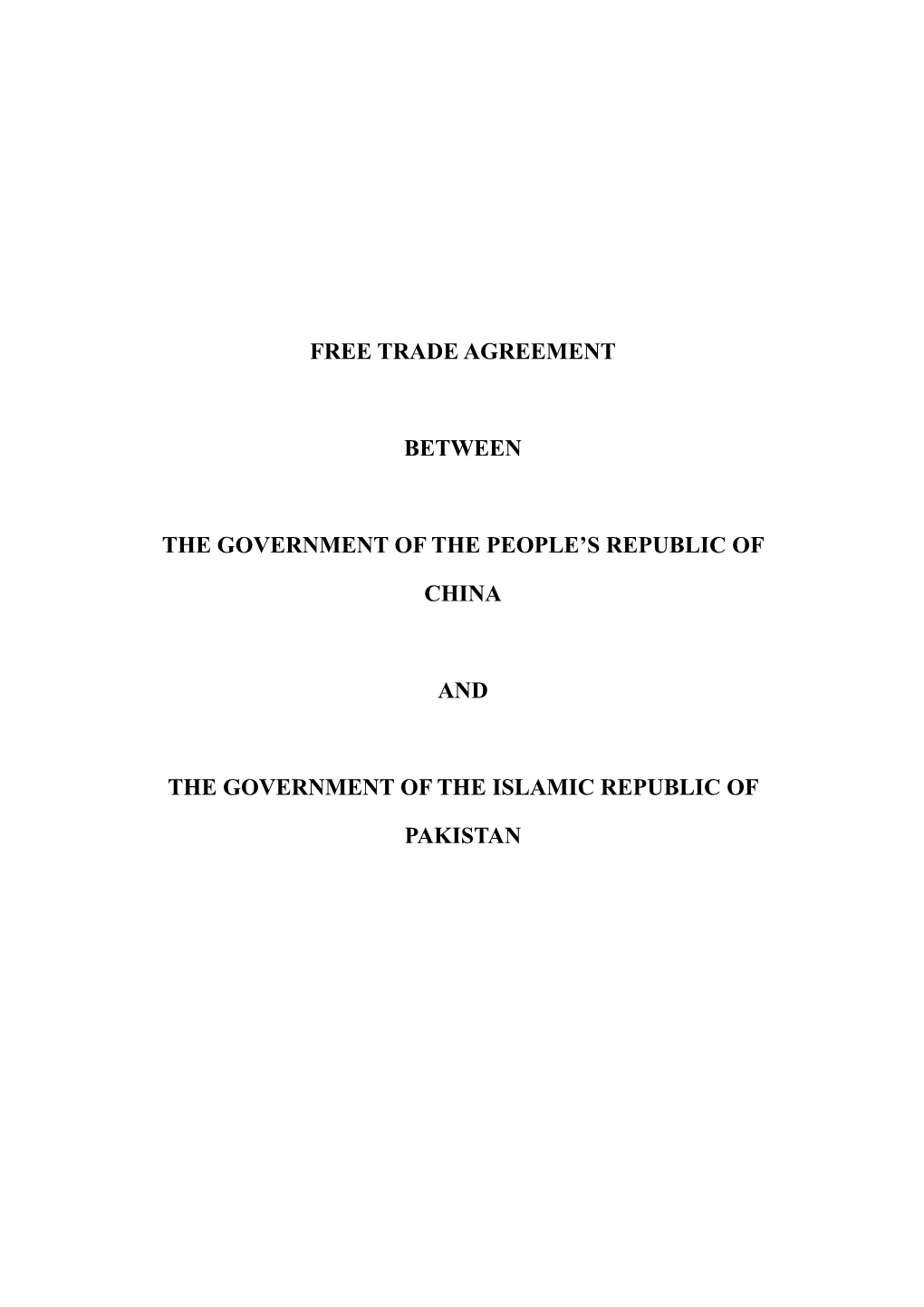 Free Trade Agreement