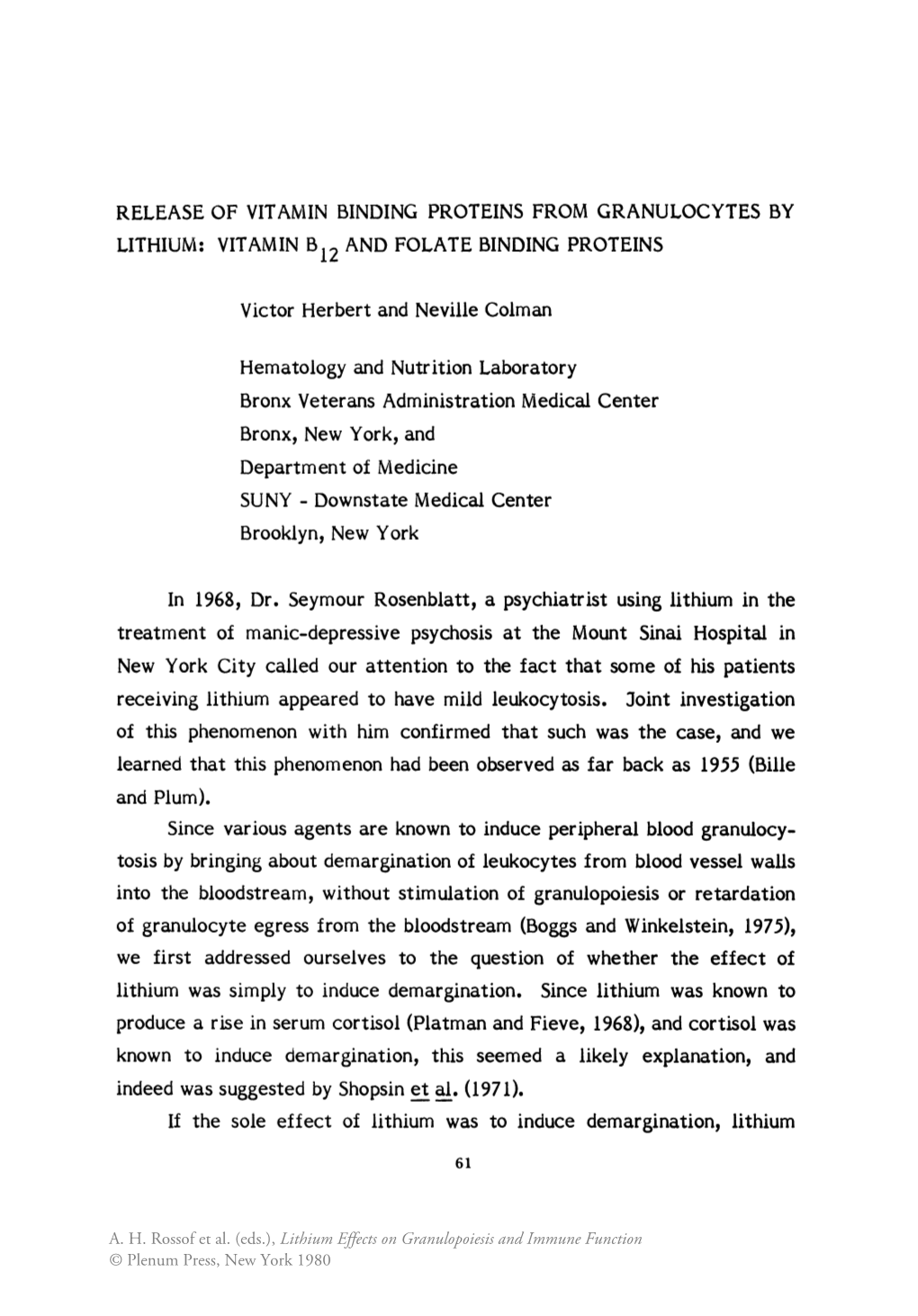 VITAMIN B 12 and FOLATE BINDING PROTEINS Victor