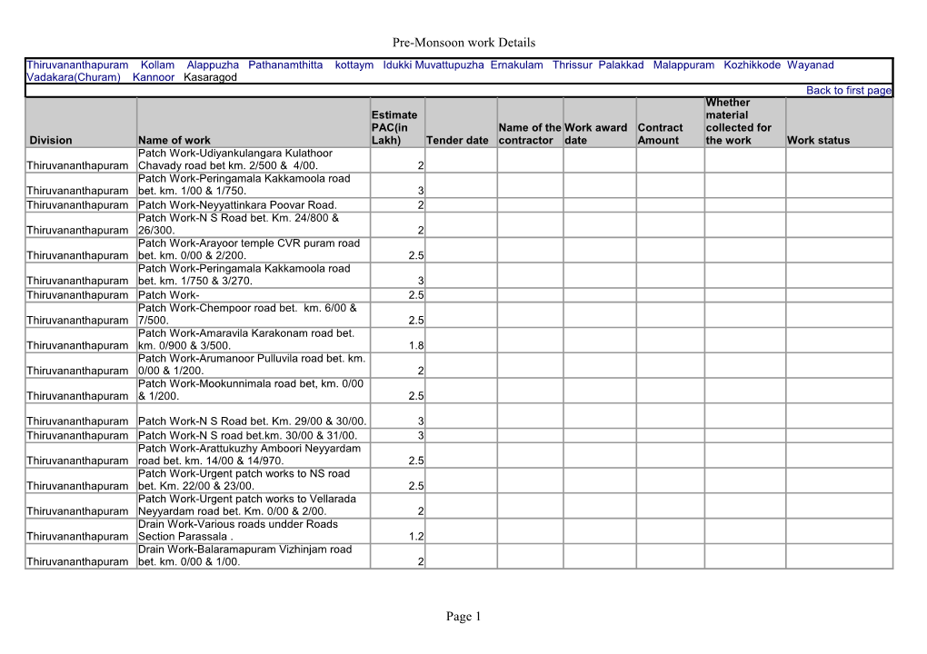 Pre-Monsoon Work Details Page 1