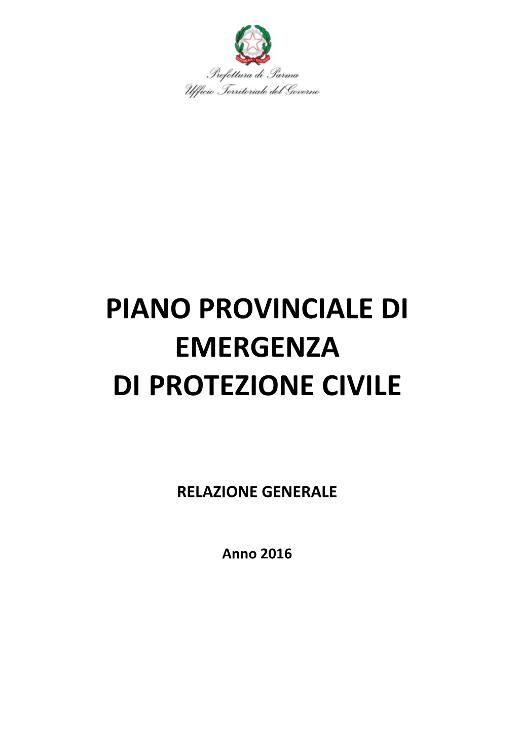 Piano Provinciale Di Emergenza Di Protezione Civile