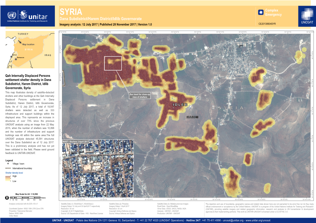 Dana Subdistrict/Harem District/Idlib Governorate Imagery Analysis: 12 July 2017 | Published 28 November 2017 | Version 1.0 CE20130604SYR
