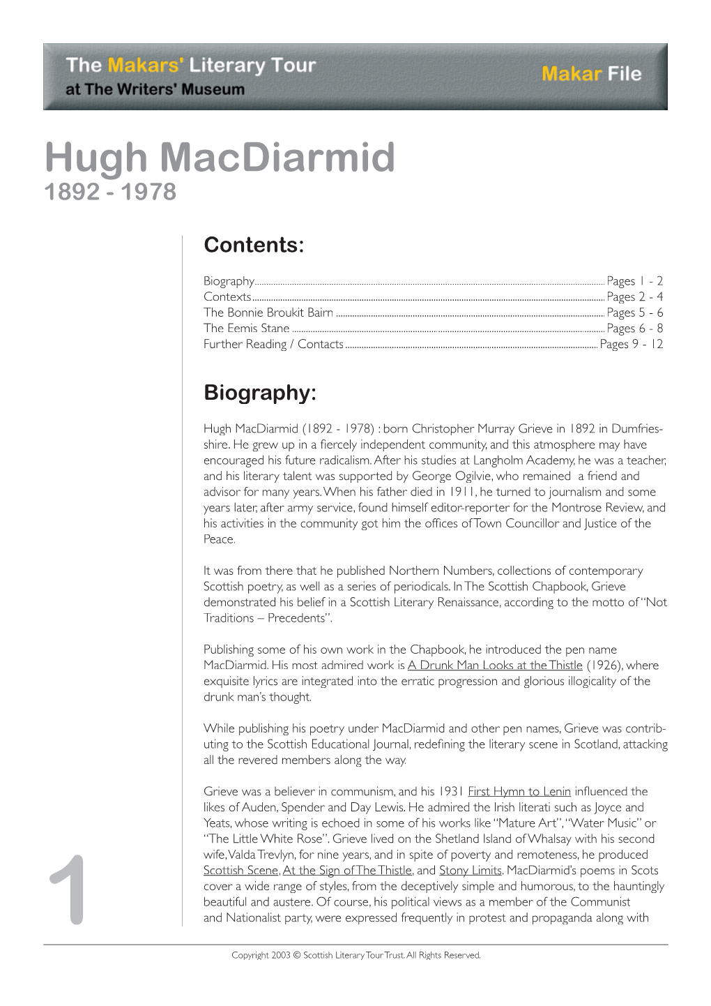 Hugh Macdiarmid 1892 - 1978