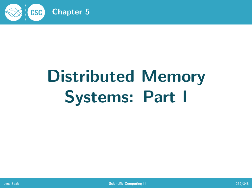 Distributed Memory Systems: Part I