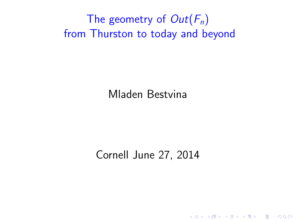 The Geometry of Out(F from Thurston to Today and Beyond Mladen