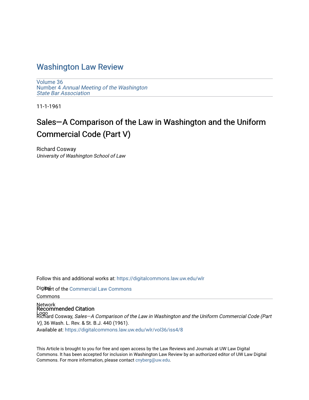 Salesâ•Fla Comparison of the Law in Washington and The