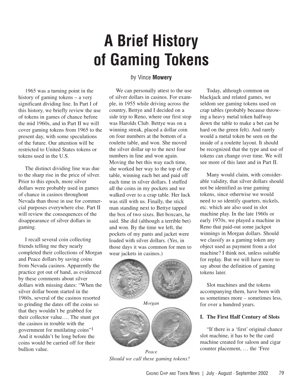 Brief History of Gaming Tokens