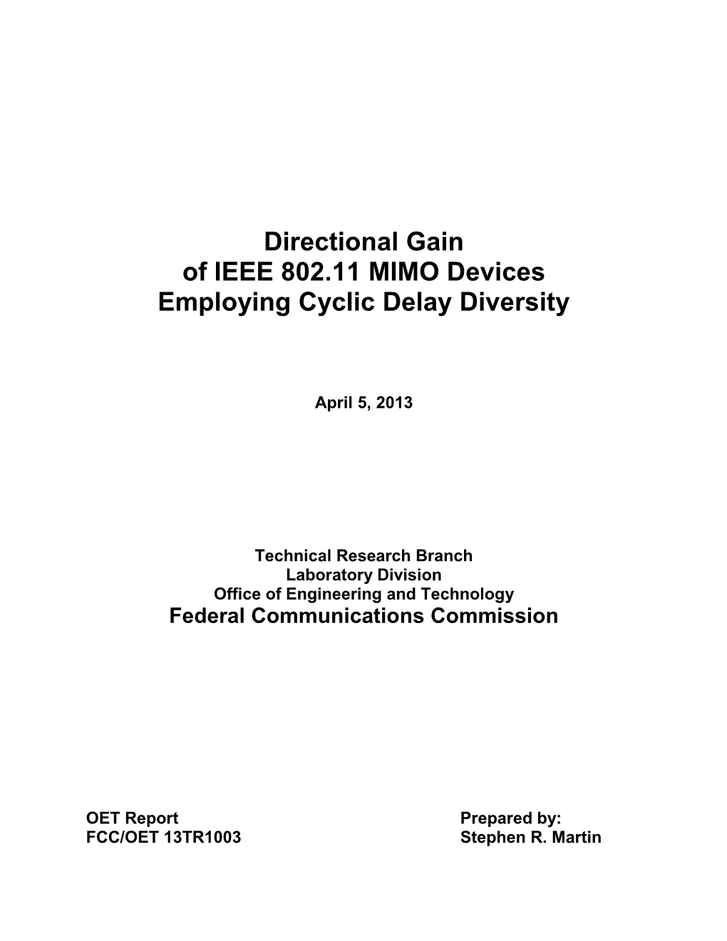 Directional Gain of IEEE 802.11 MIMO Devices Employing Cyclic Delay Diversity