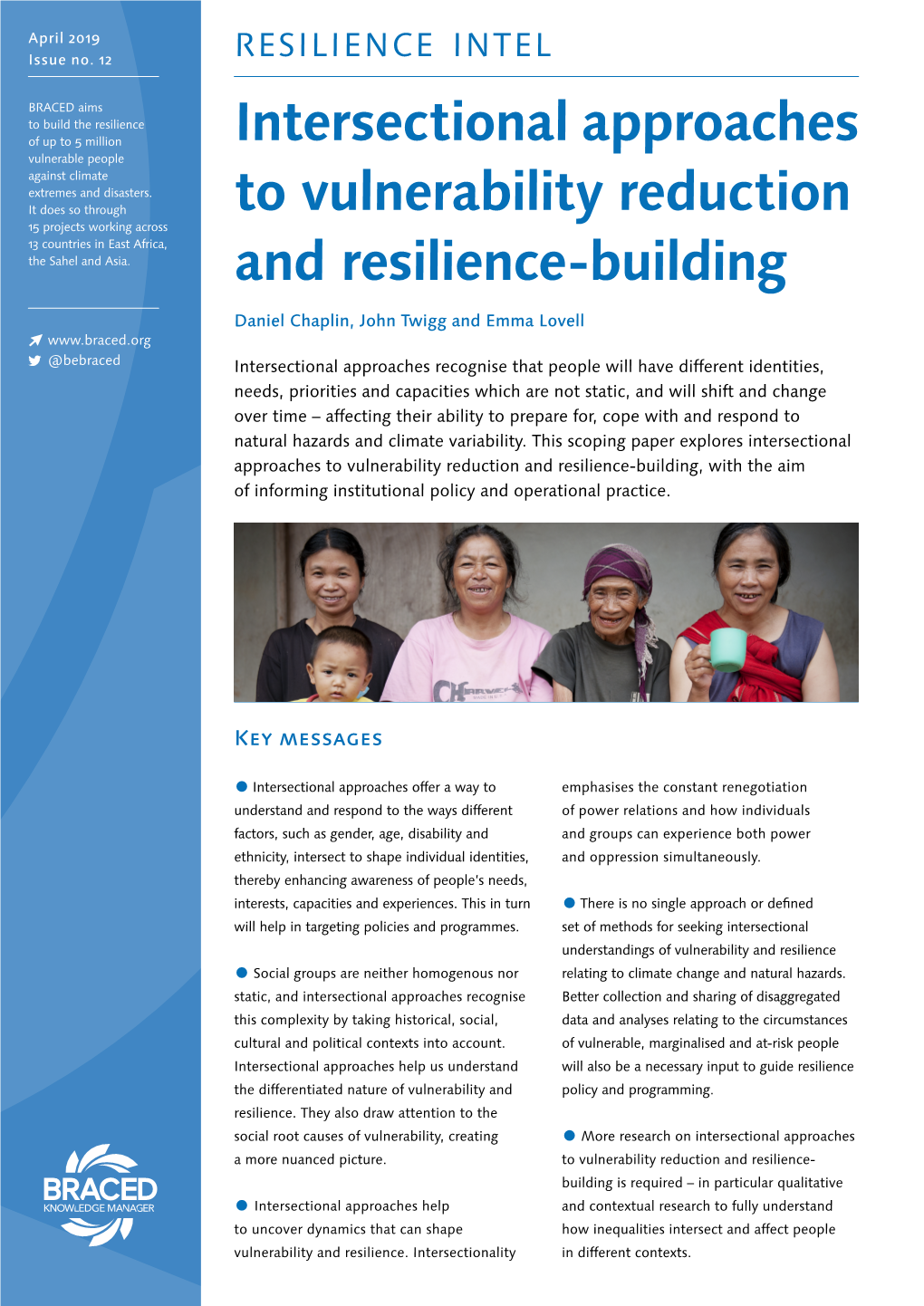 Intersectional Approaches to Vulnerability Reduction and Resilience-Building, with the Aim of Informing Institutional Policy and Operational Practice