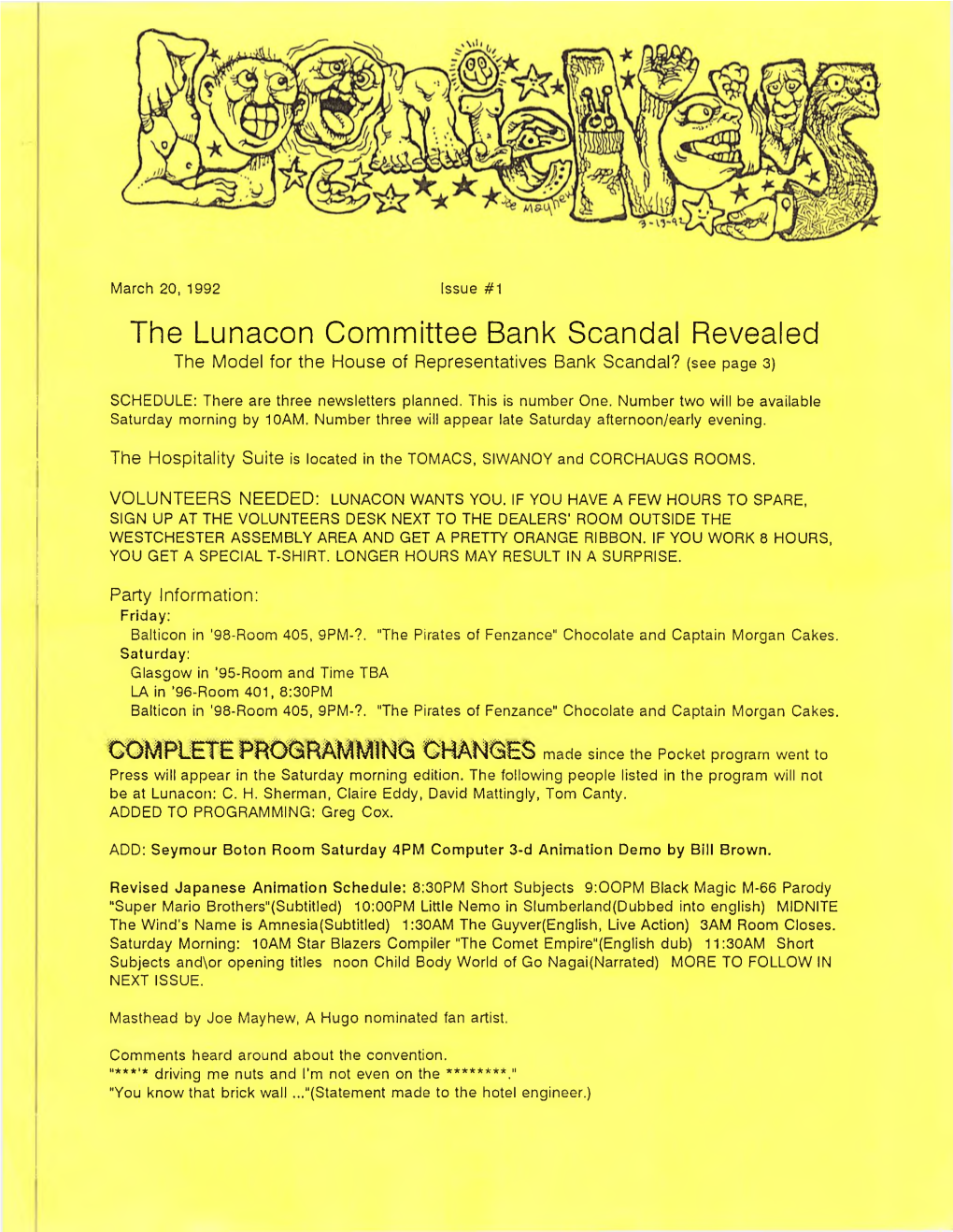 The Lunacon Committee Bank Scandal Revealed the Model for the House of Representatives Bank Scandal? (See Page 3)