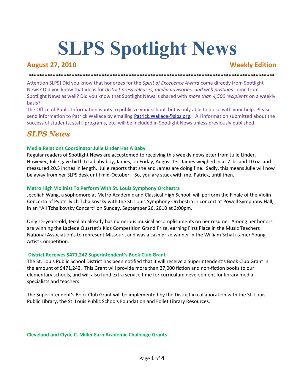 SLPS Spotlight News