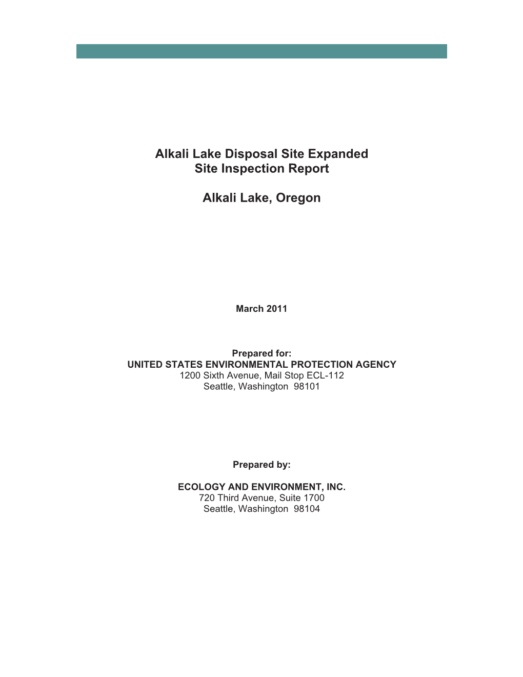 Final Alkali Lake Disposal Expanded Site Inspection Report