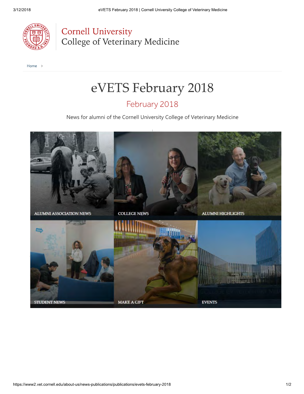 Evets February 2018 | Cornell University College of Veterinary Medicine