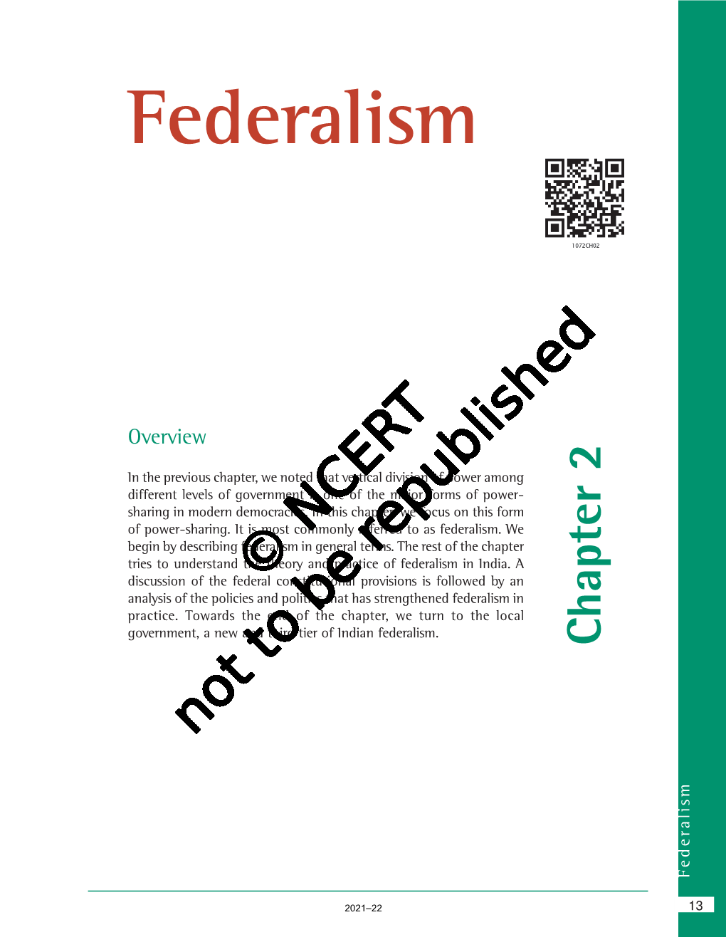 Federalism.We Owar S Chapter Stand Thetheoryandpr Ds Theendofchapter , Wenotedthatv Al Con Ali Acies S M Ingener D Tierofindianfeder Stitutional Pr