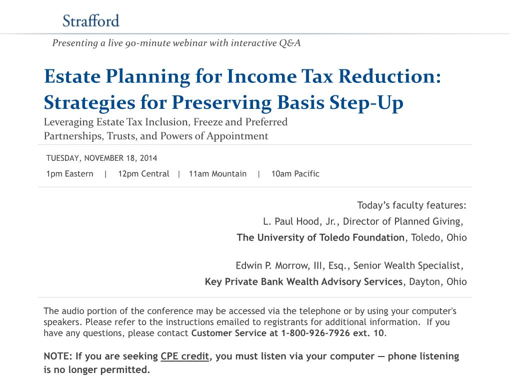 Estate Planning for Income Tax Reduction