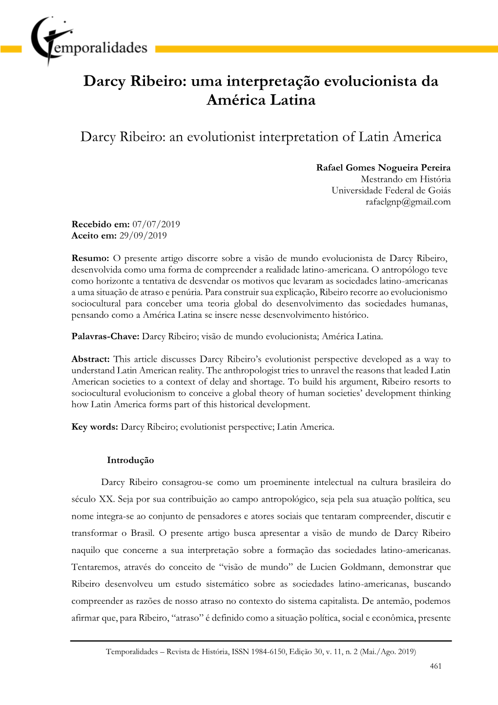 Darcy Ribeiro: Uma Interpretação Evolucionista Da América Latina