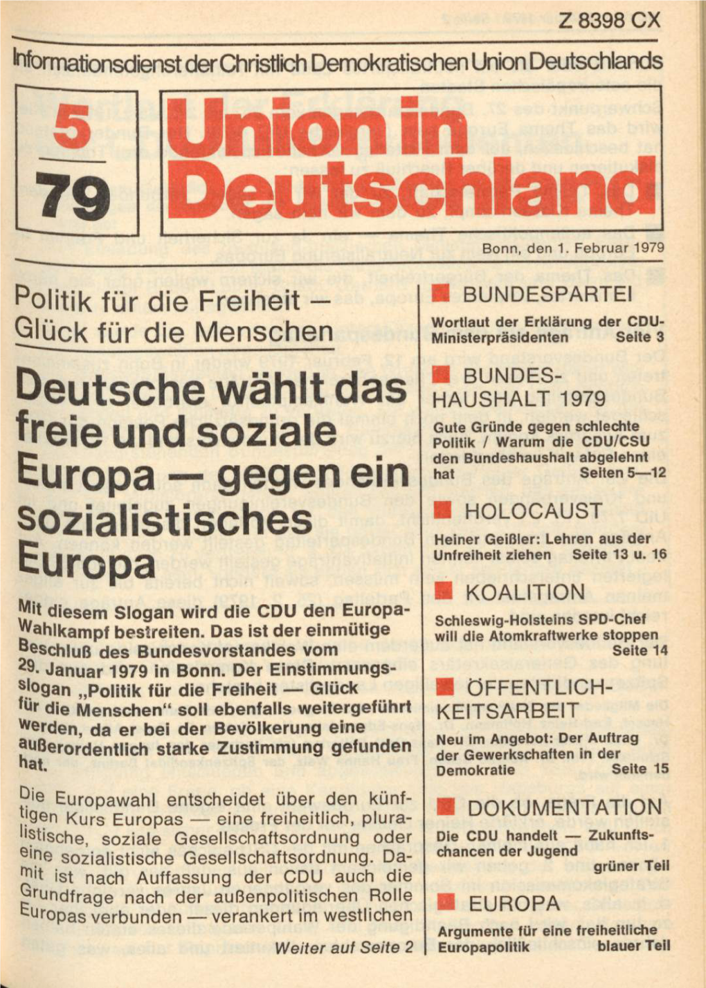 UID 1979 Nr. 5, Union in Deutschland