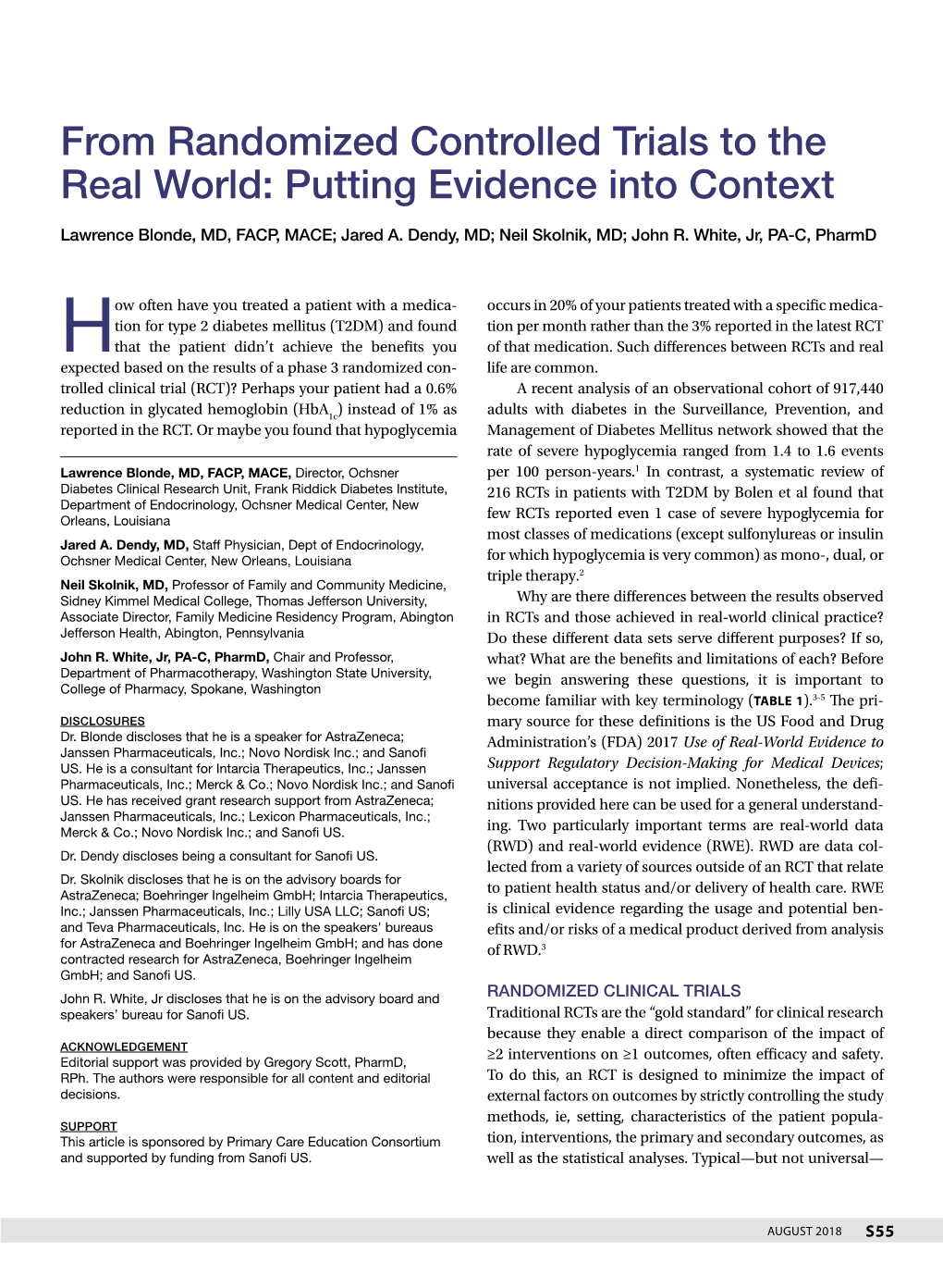 From Randomized Controlled Trials to the Real World: Putting Evidence Into Context