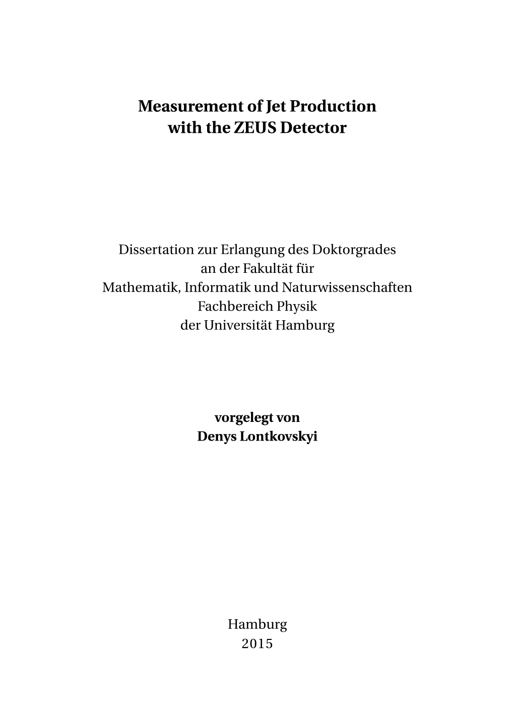 Measurement of Jet Production with the ZEUS Detector