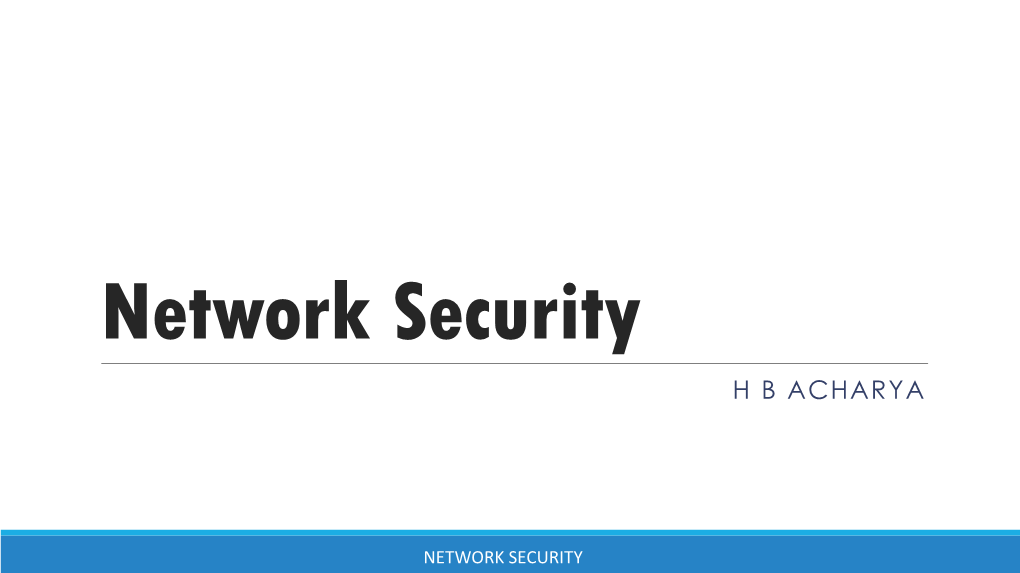 Network Security H B ACHARYA