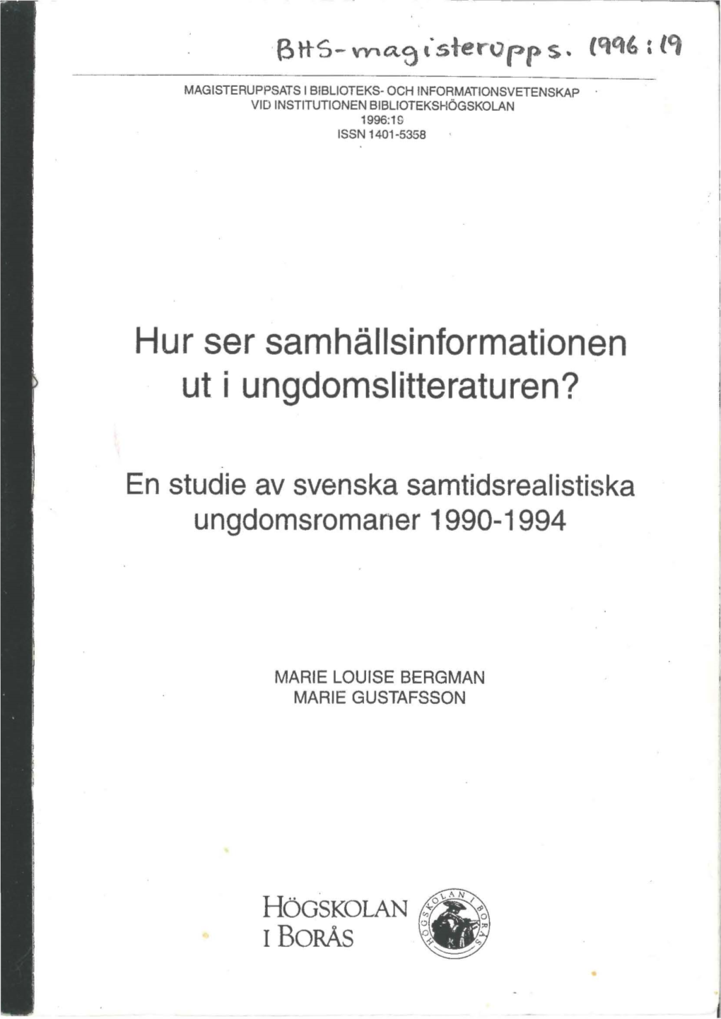 Hur Ser Samhallsinformationen Ut I Ungdomslitteraturen?