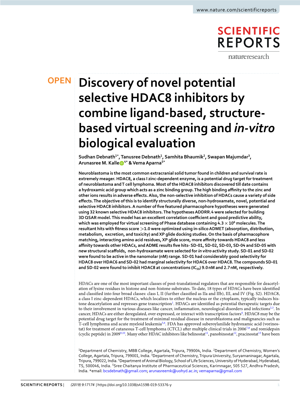 Discovery of Novel Potential Selective HDAC8 Inhibitors by Combine