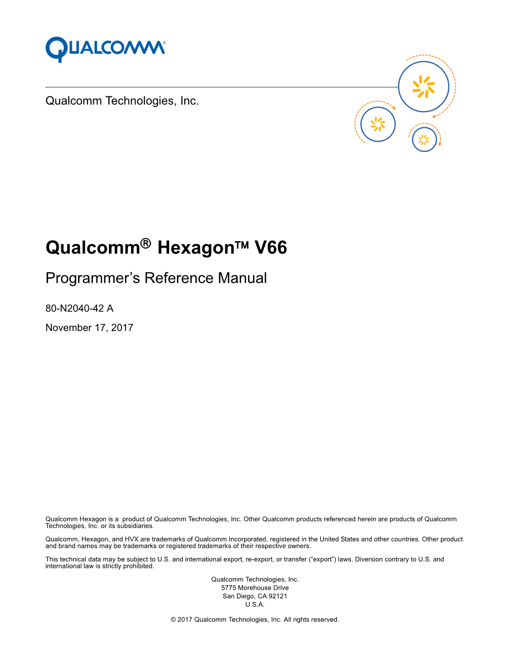 Qualcomm Hexagon V66 Programmer's Reference Manual