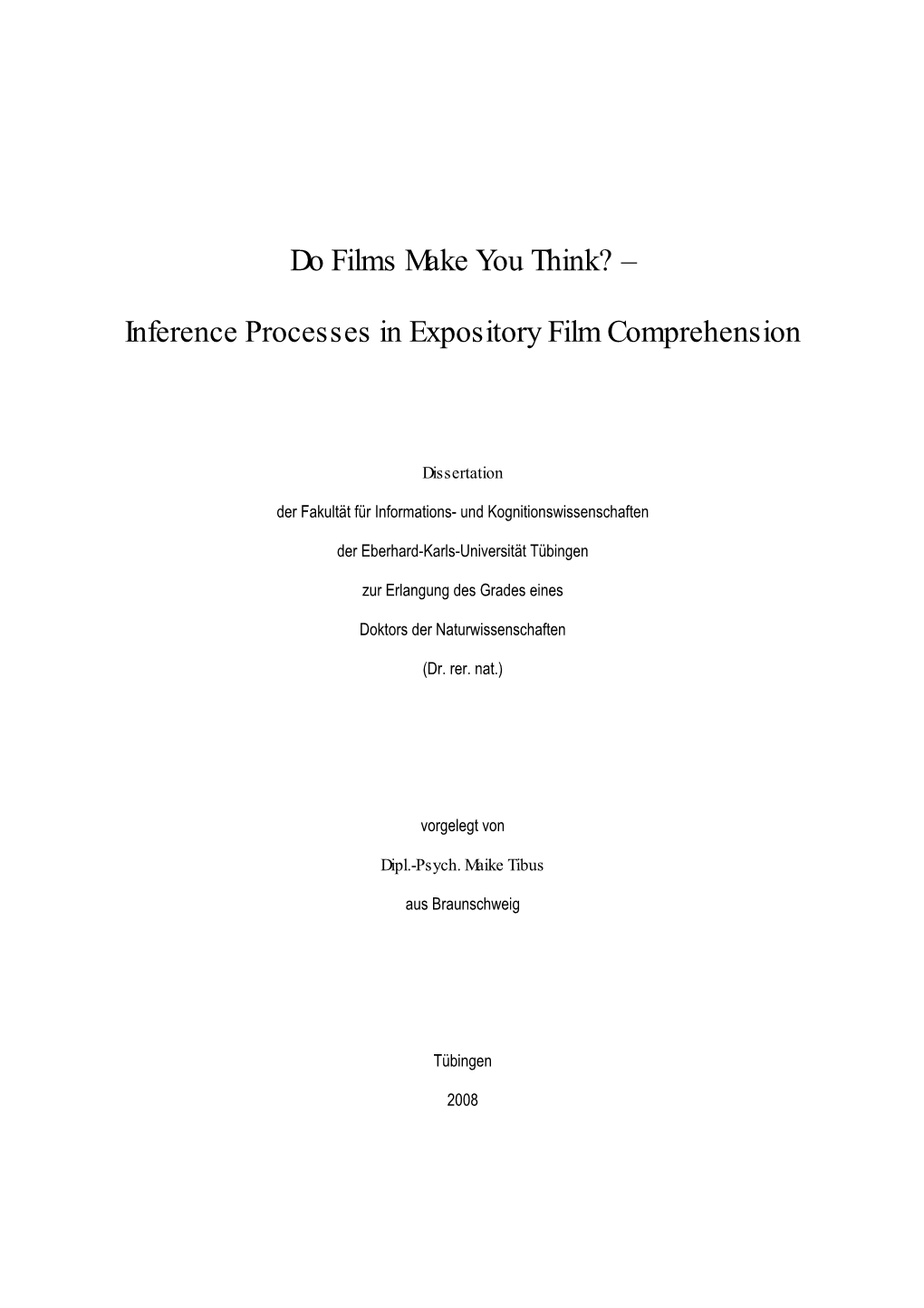 Inference Processes in Expository Film Comprehension