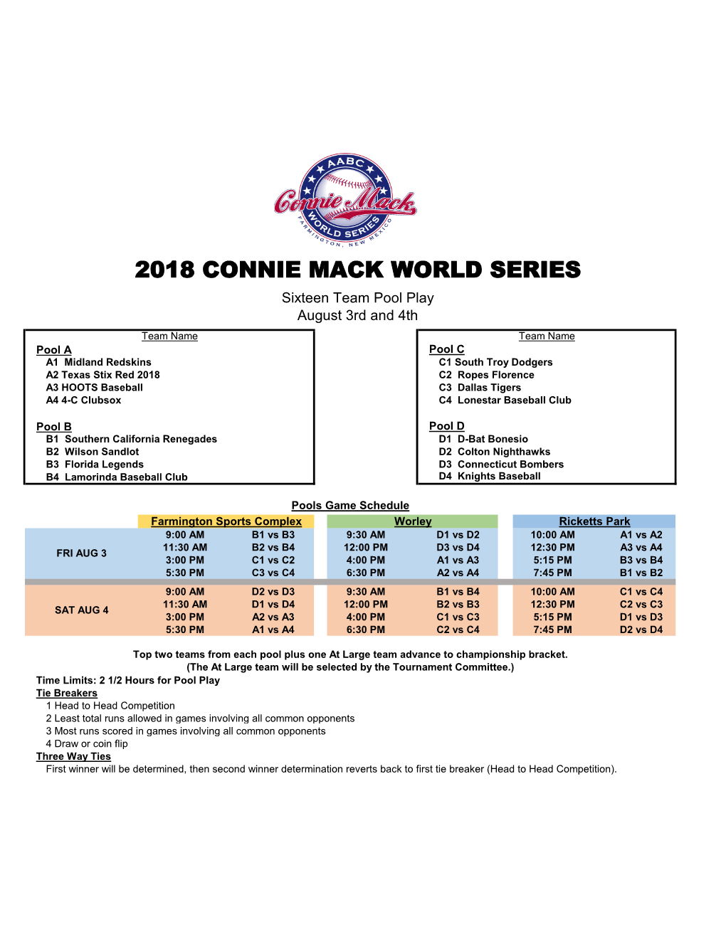 2018 Connie Mack World Series