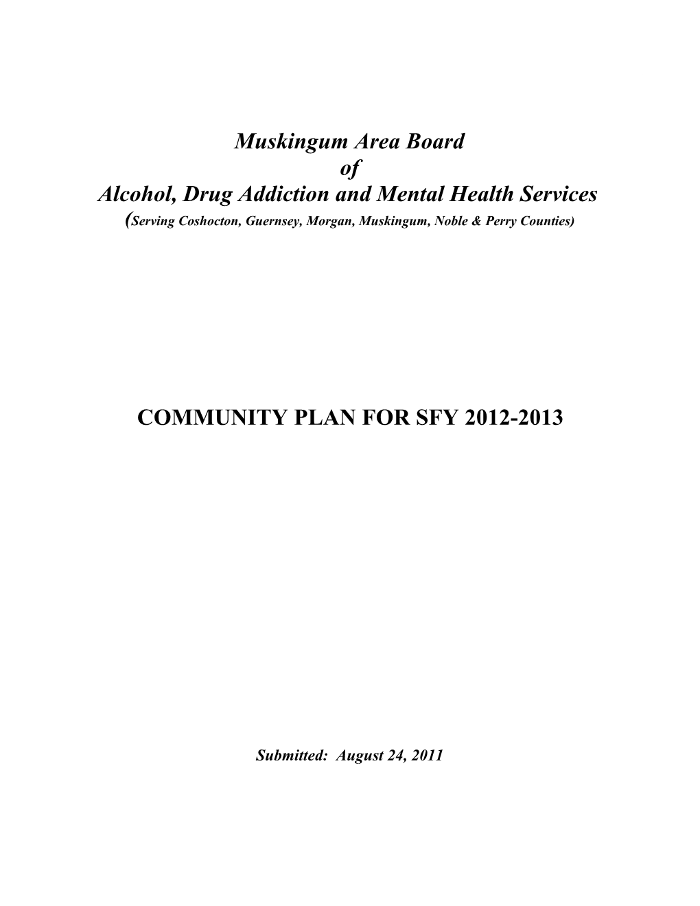 Sfy 2012-2013 Odmh/Odadas Community Plan