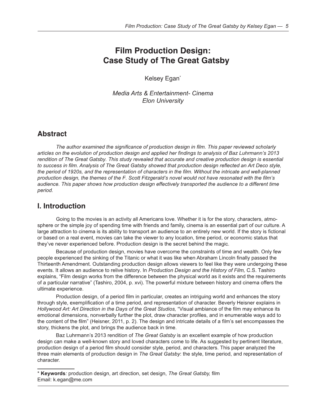 Film Production Design: Case Study of the Great Gatsby