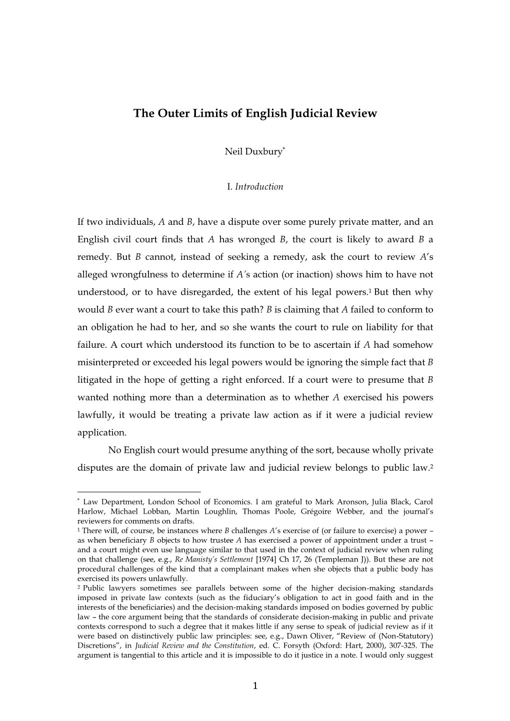 The Outer Limits of English Judicial Review