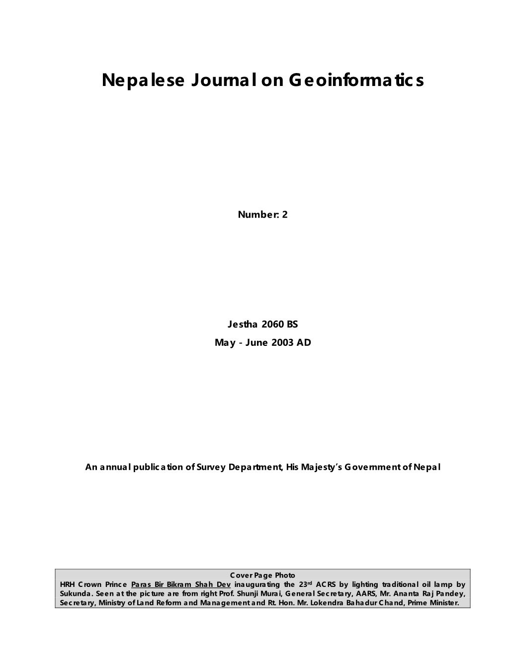 Nepalese Journal on Geoinformatics