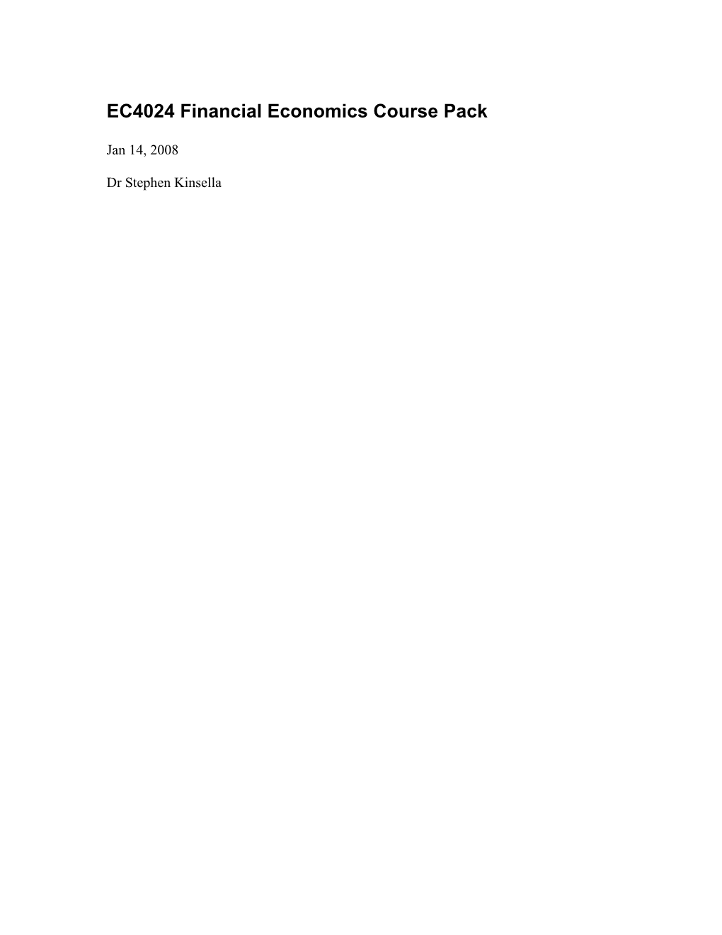 EC4024 Financial Economics Course Pack