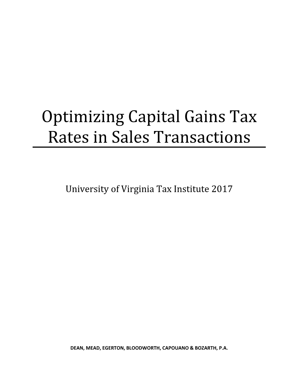 Optimizing Capital Gains Tax Rates in Sales Transactions