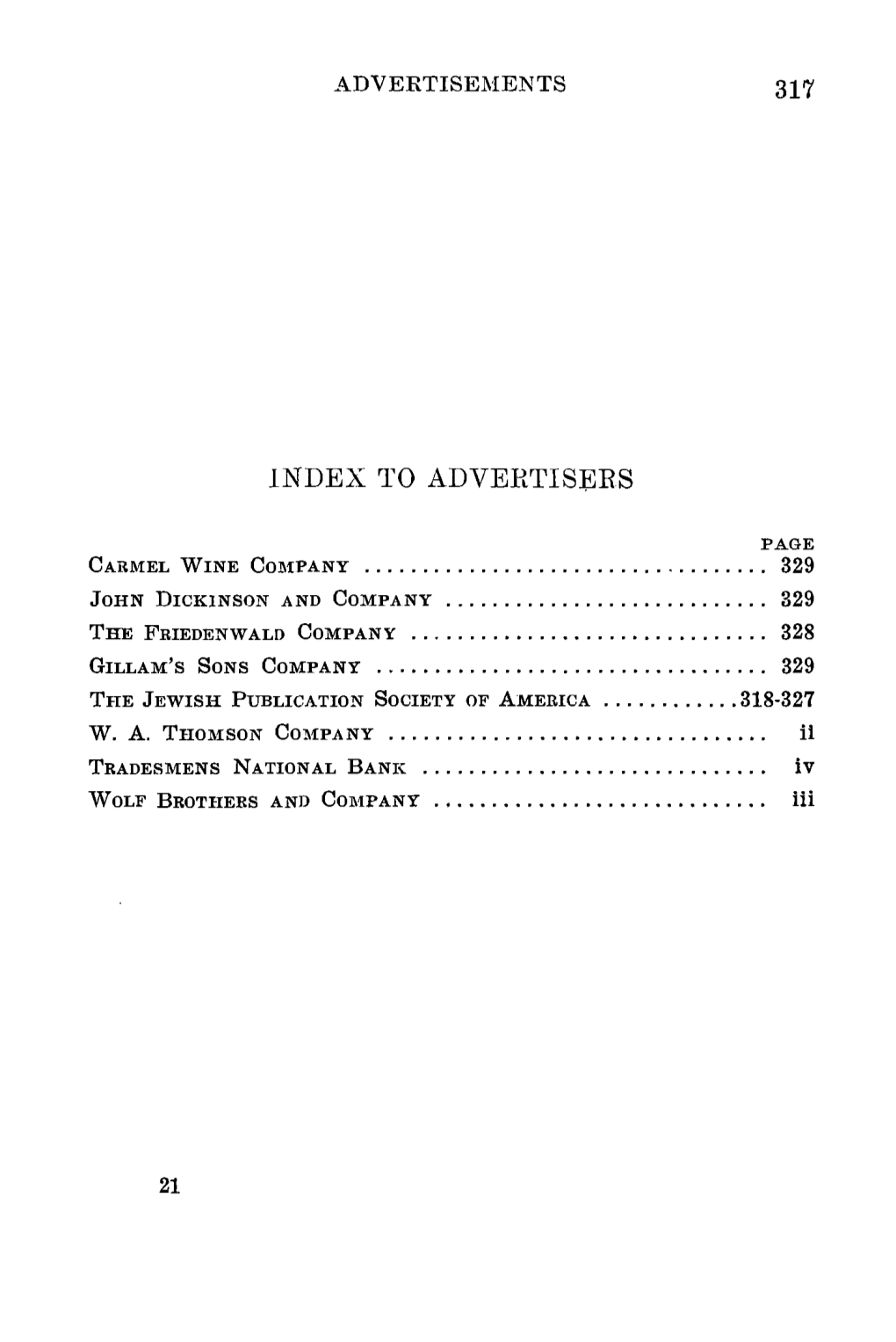 Index to Advertisers (1903-1904)