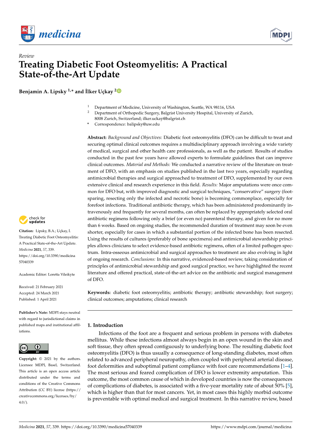 Treating Diabetic Foot Osteomyelitis: a Practical State-Of-The-Art Update