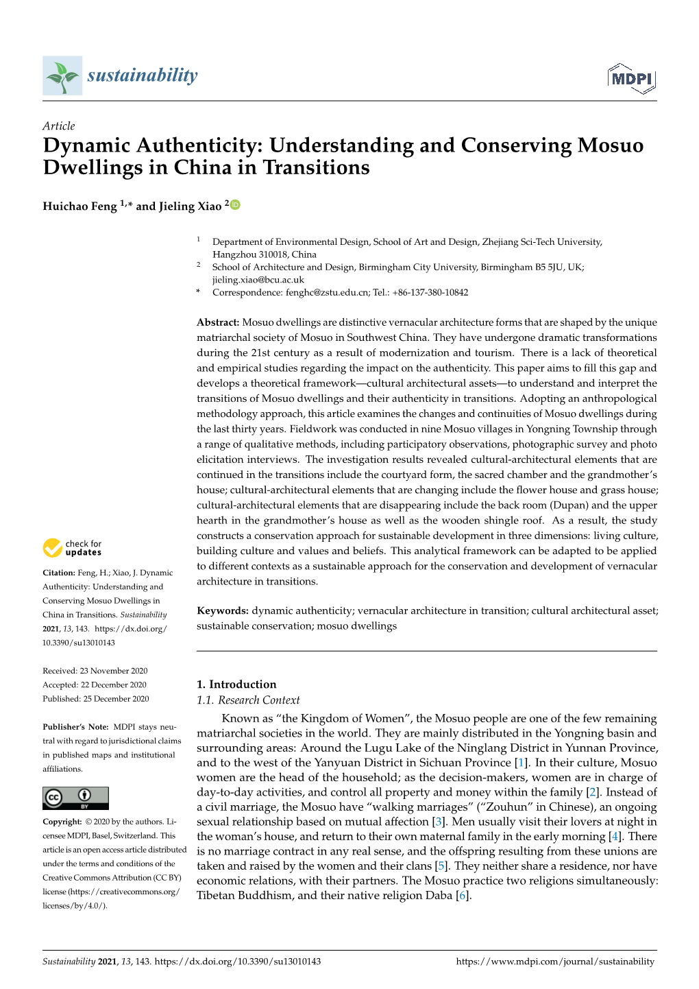 Understanding and Conserving Mosuo Dwellings in China in Transitions