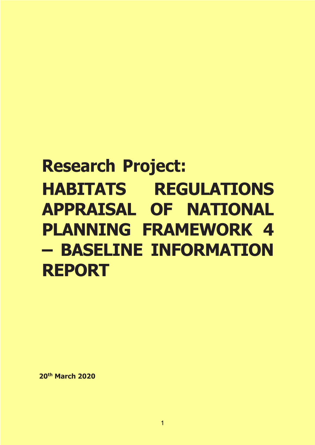 Habitats Regulations Appraisal of National Planning Framework 4 – Baseline Information Report