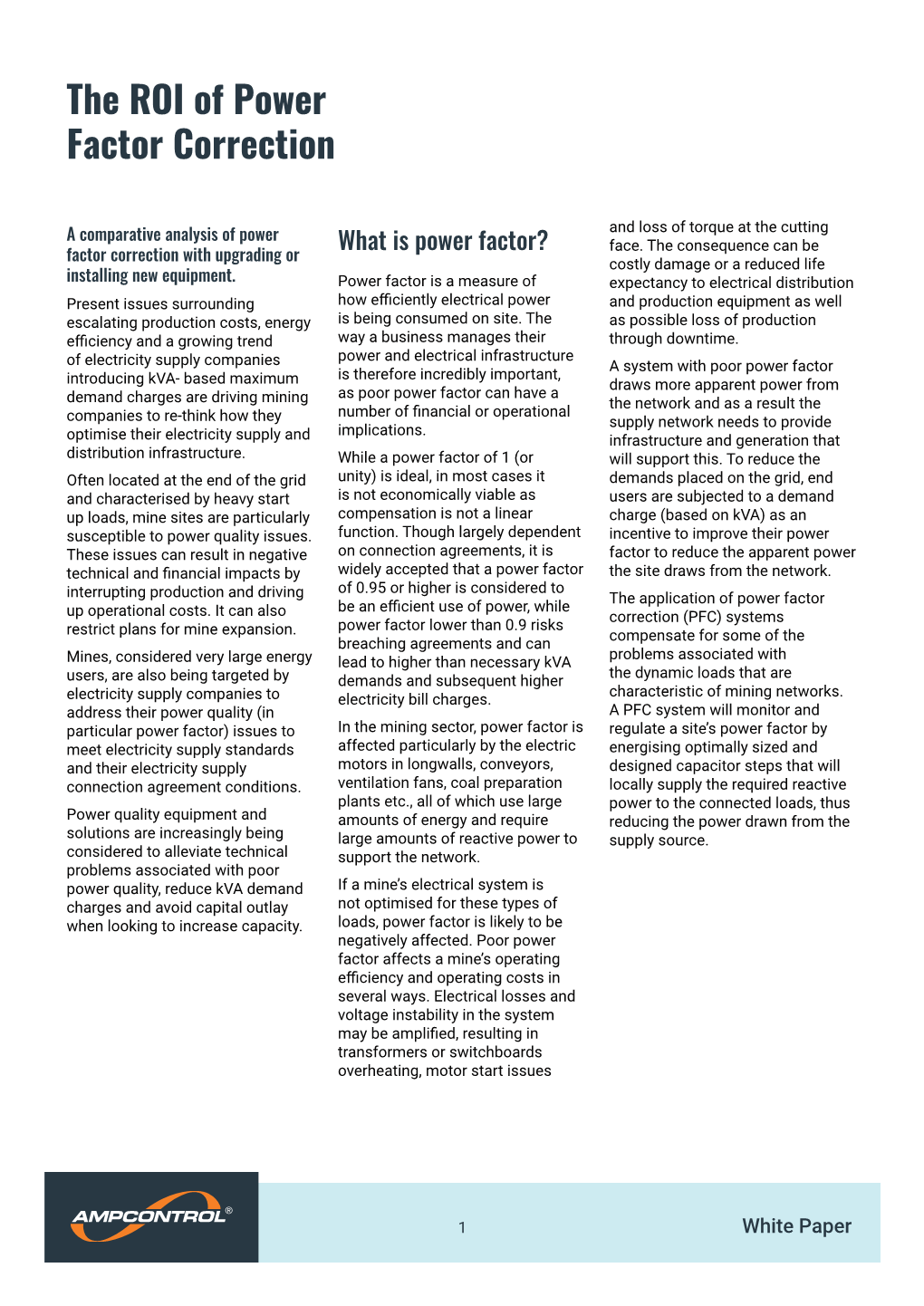 The ROI of Power Factor Correction