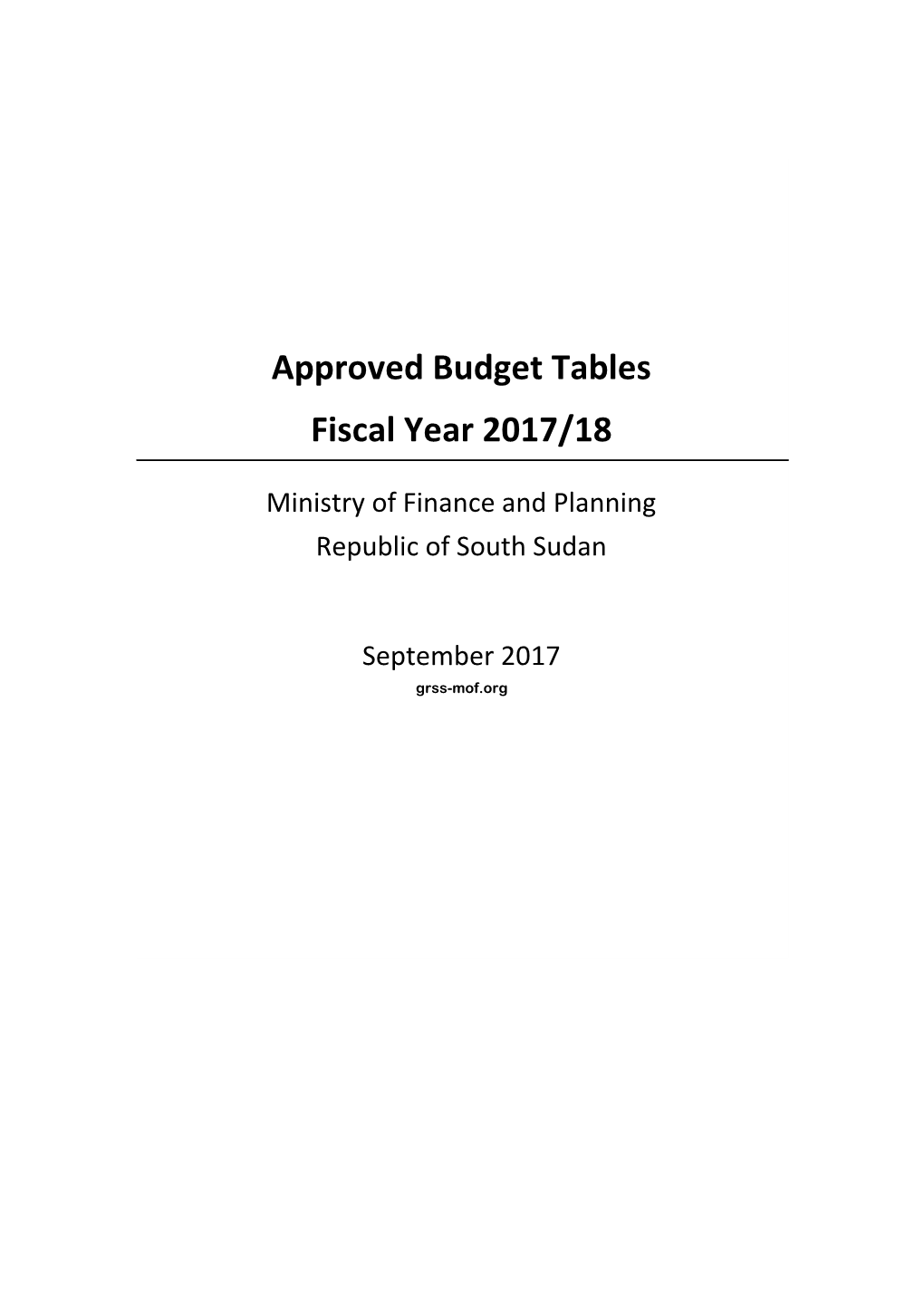 Approved Budget Tables Fiscal Year 2017/18