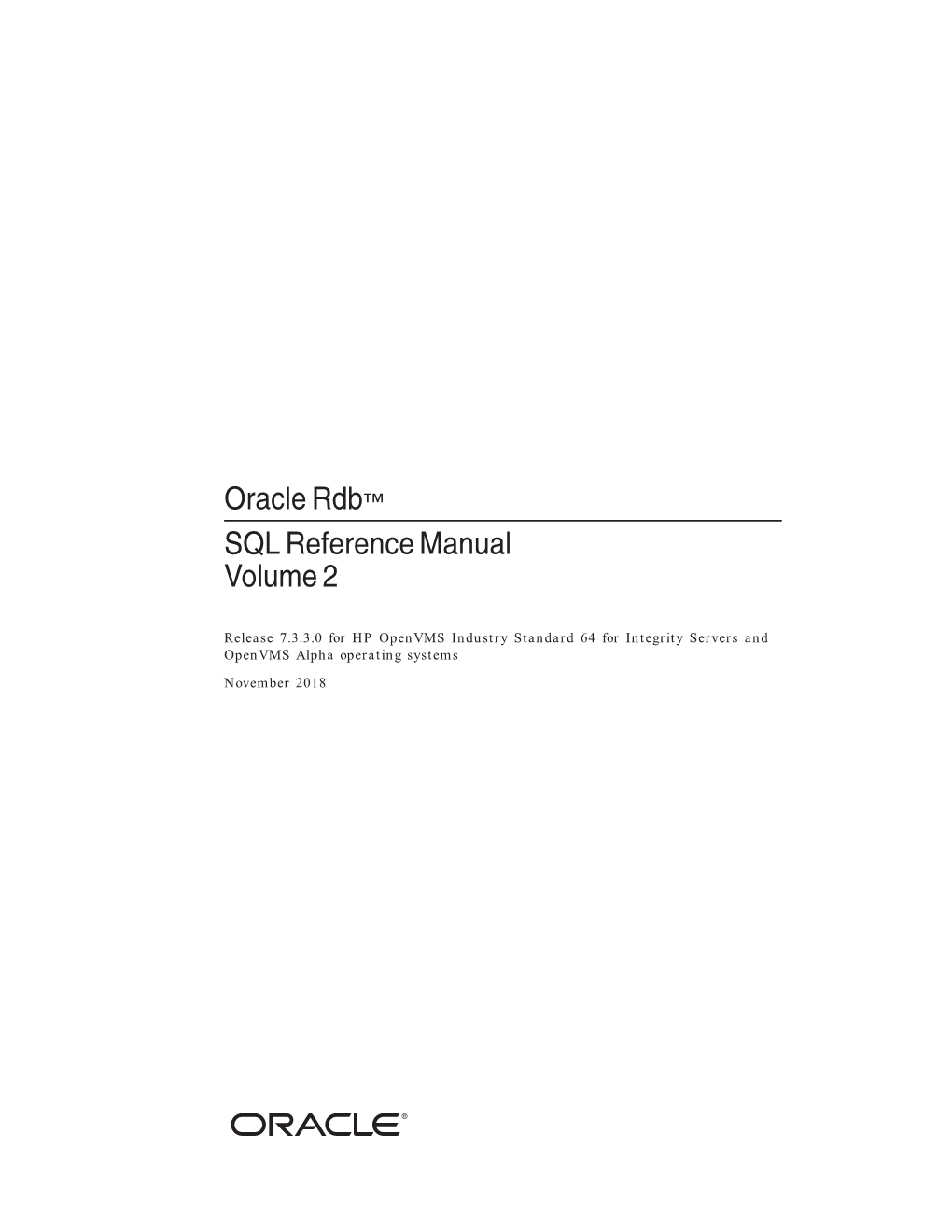Oracle Rdb™ SQL Reference Manual Volume 2