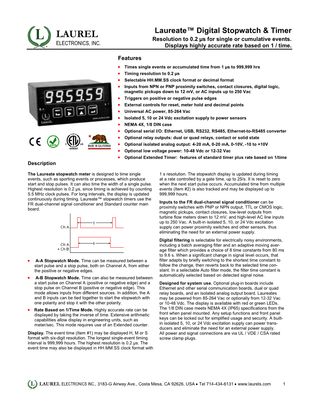 Laureate™ Digital Stopwatch & Timer