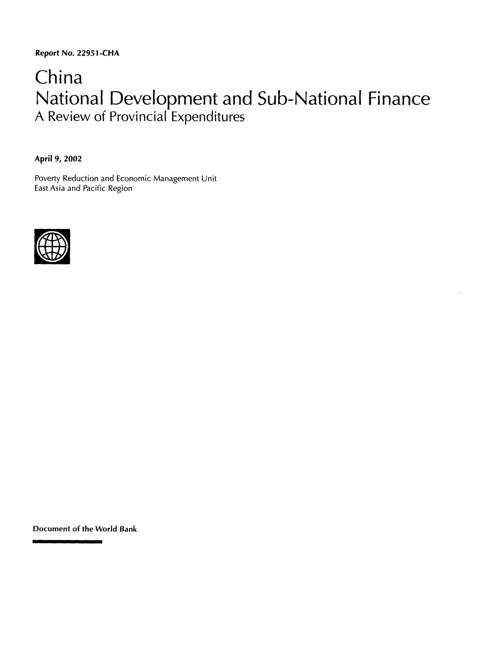 China National Development and Sub-National Finance a Review of Provincial Expenditures