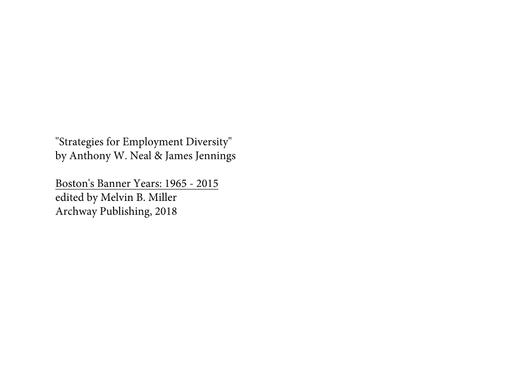 Strategies for Employment Diversity" by Anthony W