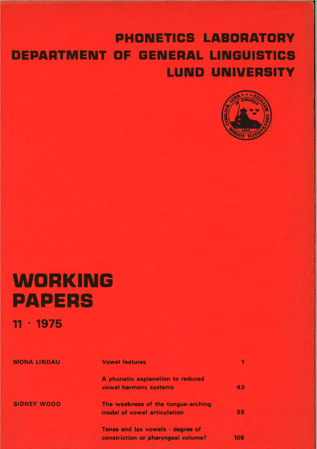 Working Papers 11 ' 1975