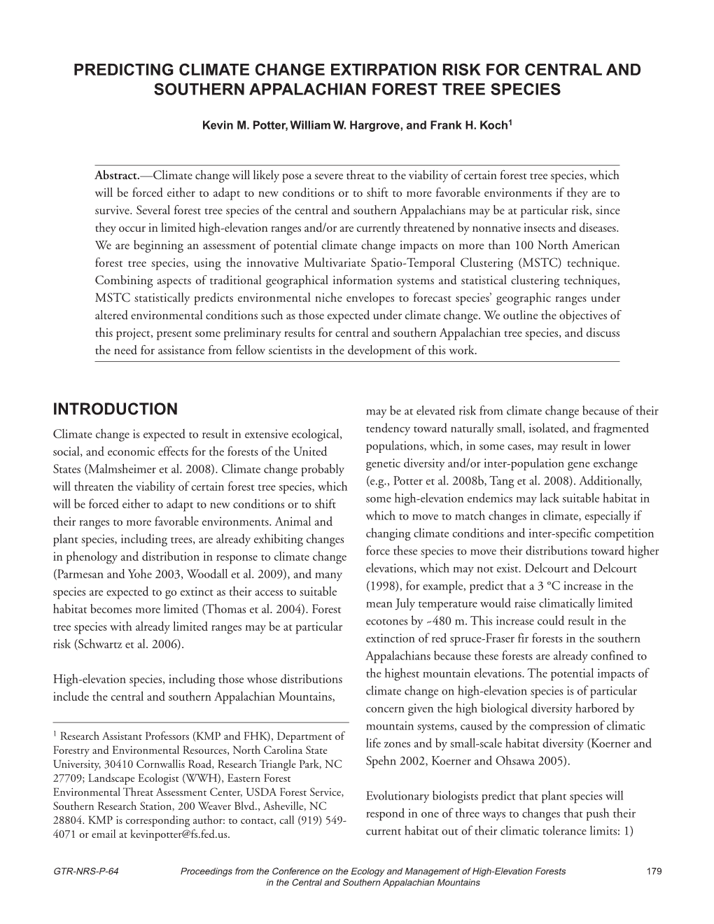 Introduction Predicting Climate Change Extirpation