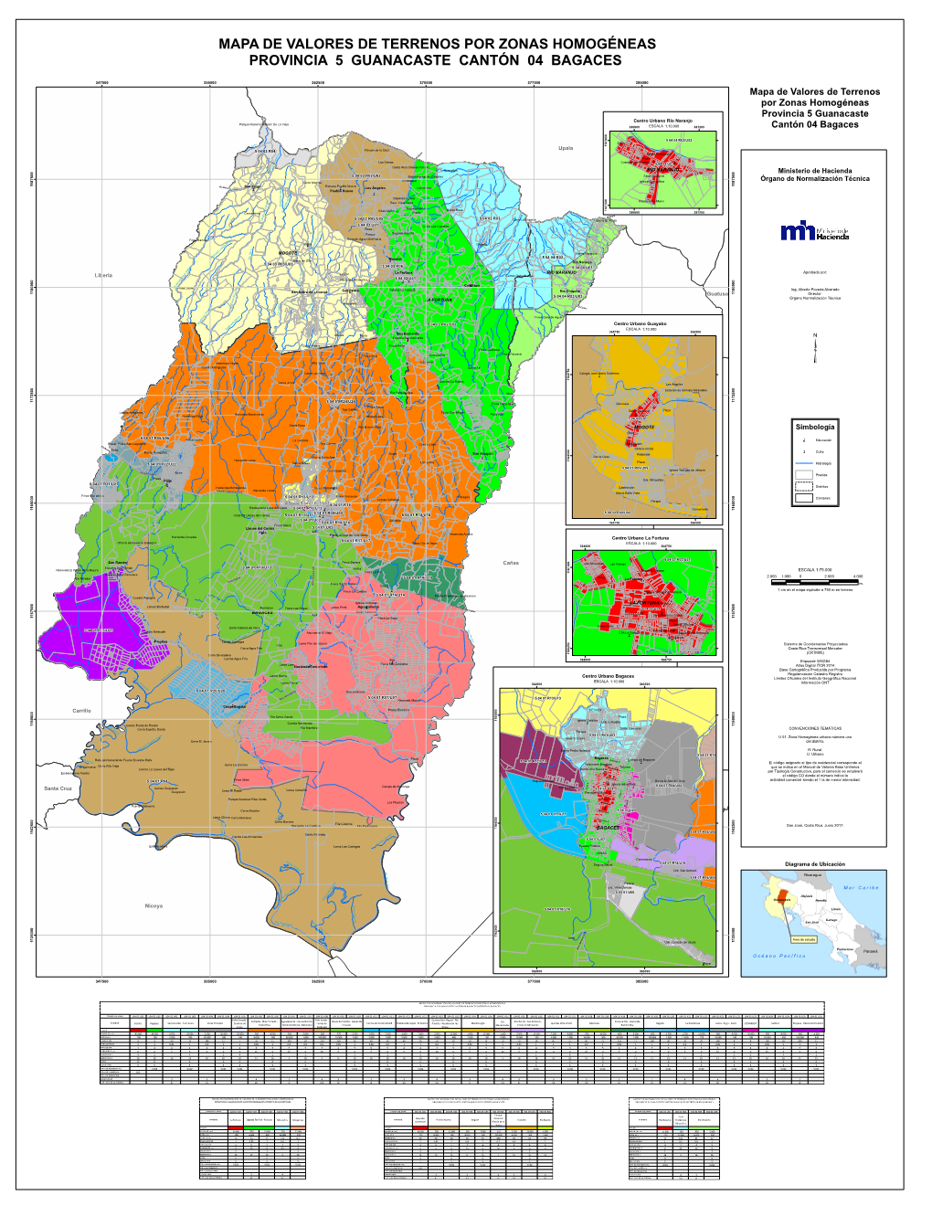 Mapa De Valores De Terrenos Por Zonas Homogéneas Provincia 5 Guanacaste Cantón 04 Bagaces